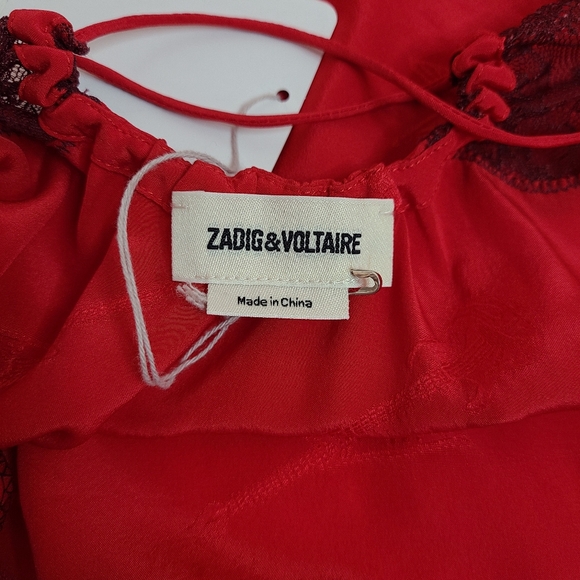 Zadig & Voltaire Silk Crush Jac Guitare Cami Size XS - Coquelicot - Picture 8 of 9